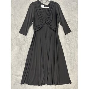 Suzi Chin Maggy Boutique Cocktail Dress Womens 16W Black Polyster Long Back Zip